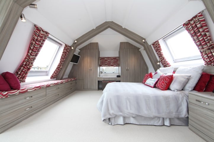Photo of bespoke bedroom furniture in loft space