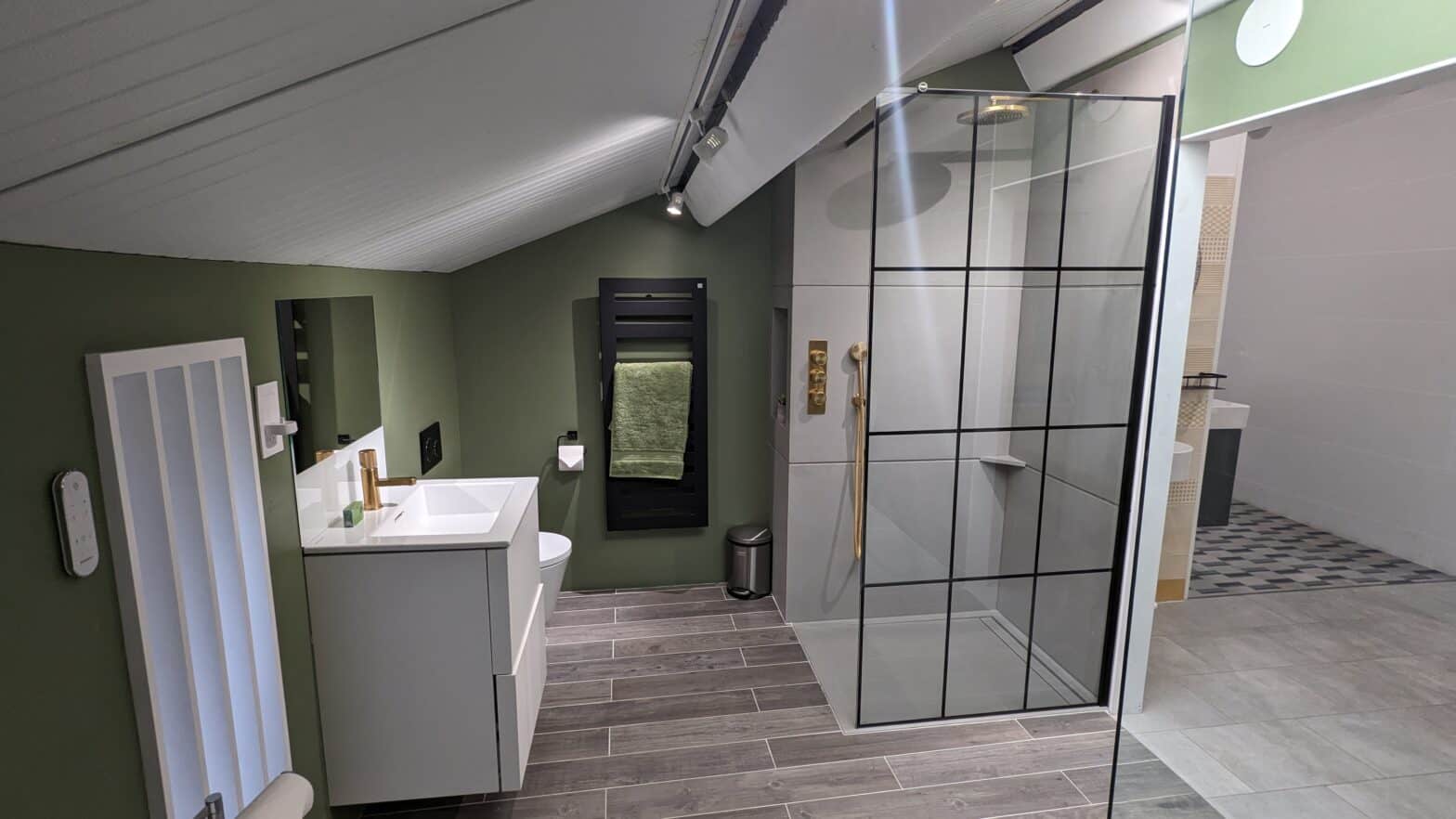 Display – Green and brass bathroom